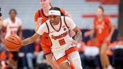 Syracuse Orange guard Dyaisha Fair (2) after a steal. The Syracuse Orange Women’s basketball team takes on the Clemson Tigers, Jan. 14, 2024 at the JMA Wireless Dome in Syracuse N.Y.  ( Dennis Nett | dnett@syracuse,com )