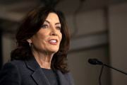 FILE - New York Gov. Kathy Hochul addresses the media during a news conference, March. 13, 2023, in New York. On Saturday, Dec. 23, Hochul vetoed a bill that would have made it easier for people who have pleaded guilty to crimes to challenge their convictions, a measure that was favored by criminal justice reformers but fiercely opposed by prosecutors.