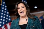 House Republican Conference Chair Elise Stefanik, R-N.Y., speaks as GOP leaders meet with reporters during a news conference at the Capitol in Washington, Wednesday, Jan. 10, 2024. (J. Scott Applewhite | AP Photo)