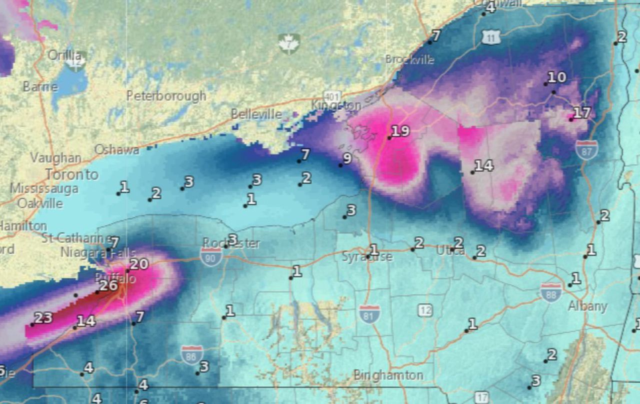 Heavy lake effect snow in parts of Upstate New York