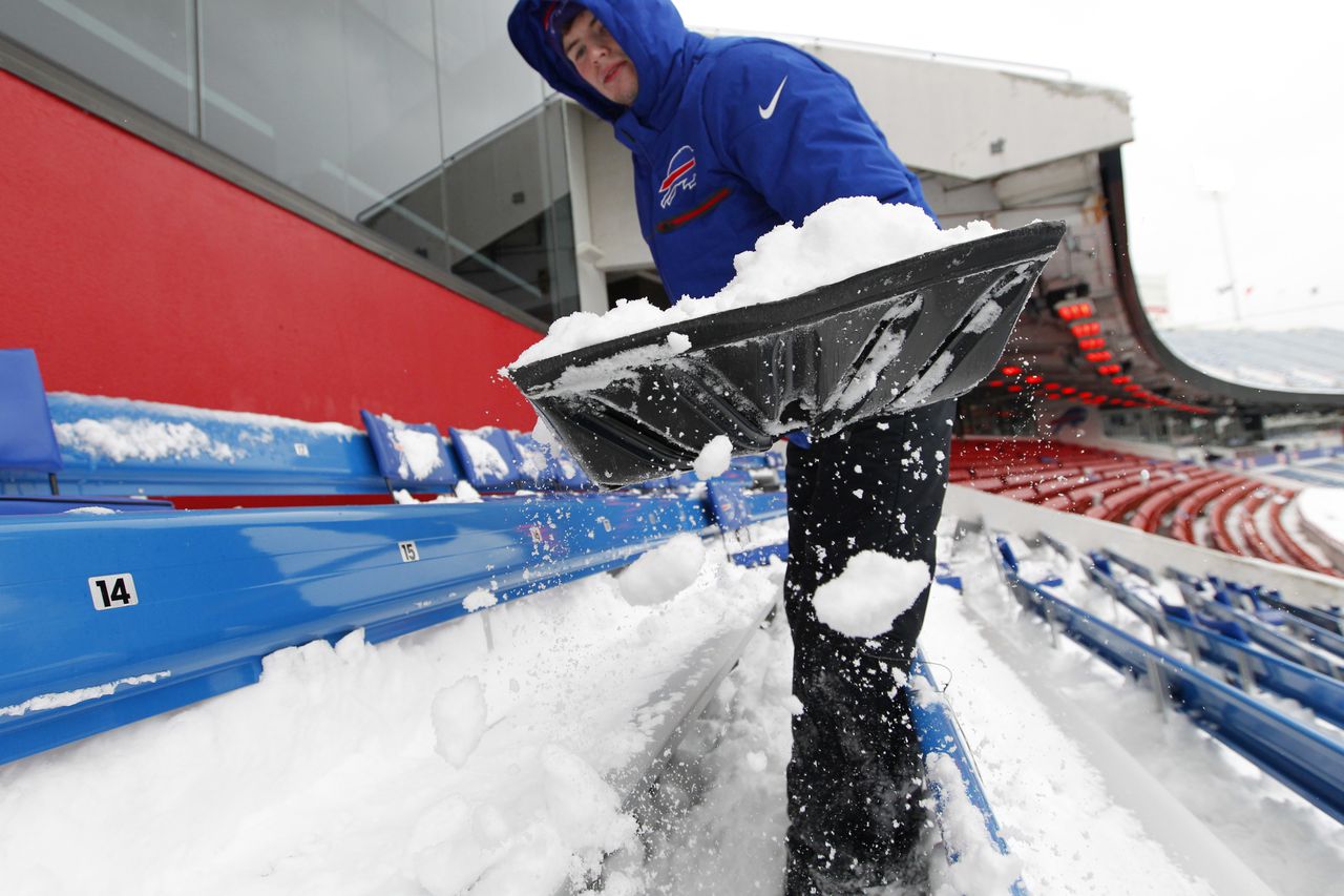 Buffalo Bills fan snow shoveler