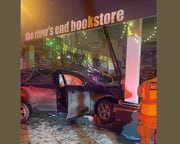 A 2014 Chevy Equinox drove into the River's End Bookstore after they ran a red light and swerved to avoid hitting a vehicle, Sunday, Jan. 21, 2024. (Photo Courtesy of Oswego Fire Department)