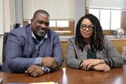 Syracuse Superintendent Anthony Davis (left) and Deputy Superintendent Pamela Odom (right) discuss the 2022-23 math and English test scores. The district saw Syracuse district Deputy Superintendent Pamela Odom listens to Superintendent Anthony Davis speak about the 2022-23 test scores. The district saw some improvements in the proficiency scores under the new state changes (Melissa Newcomb|mnewcomb@syracuse.com).