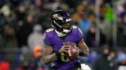Baltimore Ravens' Lamar Jackson plays during an NFL football AFC divisional playoff game, Saturday, Jan. 20, 2024, in Baltimore. (AP Photo/Matt Slocum)