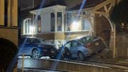 A Hyundai Sonata crashed into a house at Stolp and Hubbell avenues during a police chase in Syracuse on Thursday, Jan. 18, 2024.