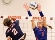 The New Hartford girls volleyball player Leah Brennan is among the Section III Tri-Valley League leaders in blocks this week.
( Dennis Nett | dnett@syracuse,com )