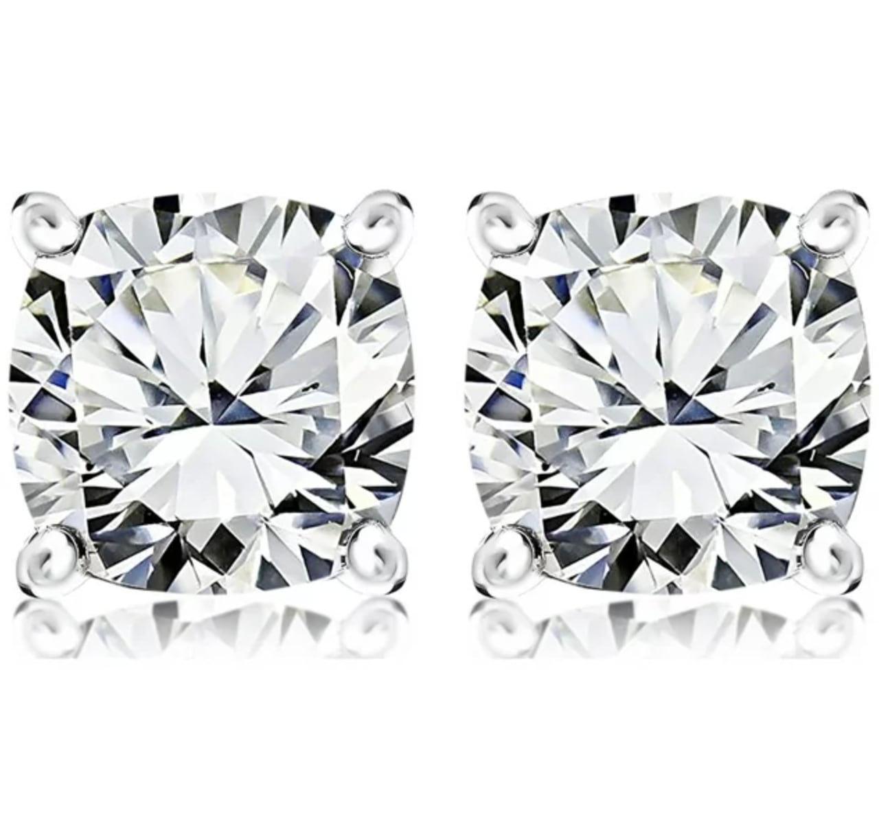 1 Carat Cushion Cut Moissanite Solitaire Stud Earrings