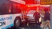 Two SUVs crashes head-on with a Centro bus on South Geddes Street in Syracuse on Tuesday, Jan. 9, 2023.