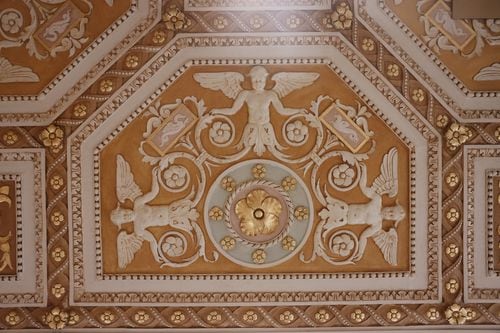 Details from the ornate ceiling at Palladian Hall, which is the event space in The Treasury, a space formerly known as the Onondaga County Savings Bank at 101 S. Salina St., Syracuse. (Katrina Tulloch)